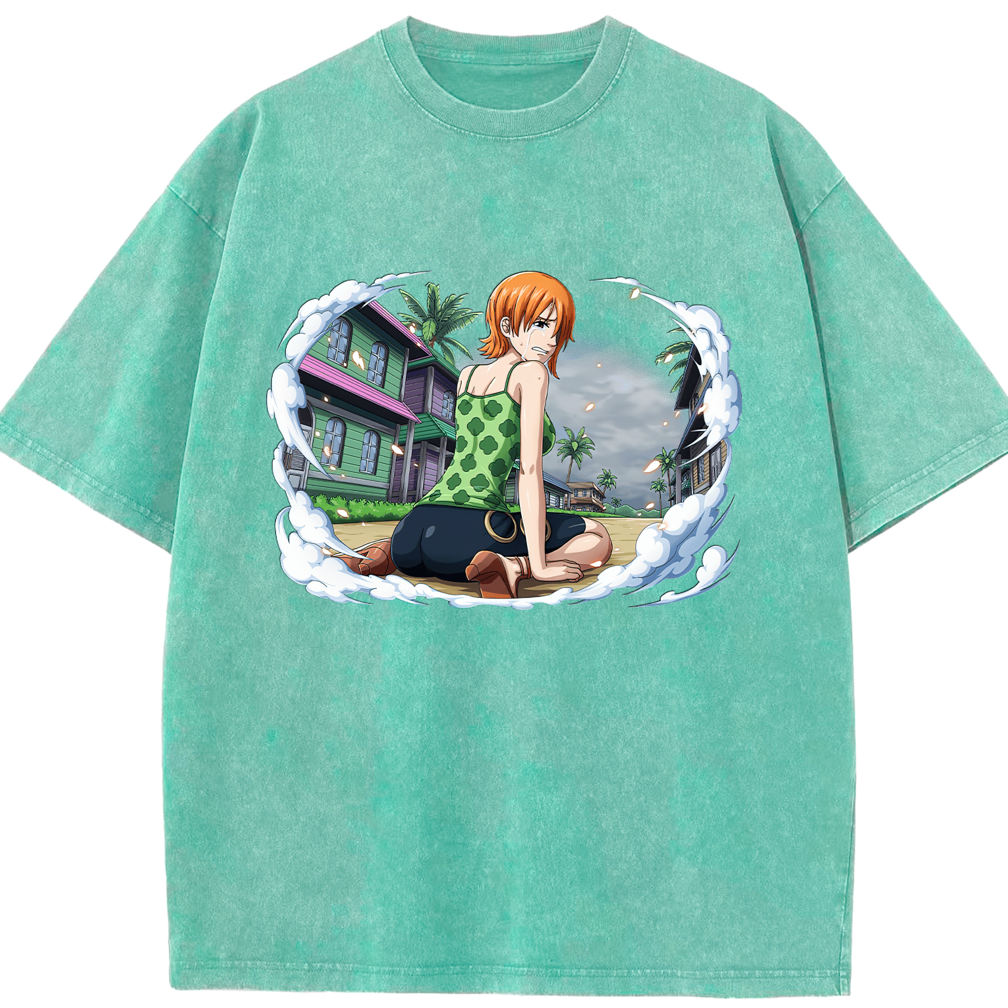 （画像用） ワンピース ナミ ONE PIECE Nami 綿100% ヴィンテージ風 半袖Tシャツ（フロントプリント）